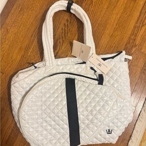 Oliver Thomas White Quilted Baby Bag with Black Accents